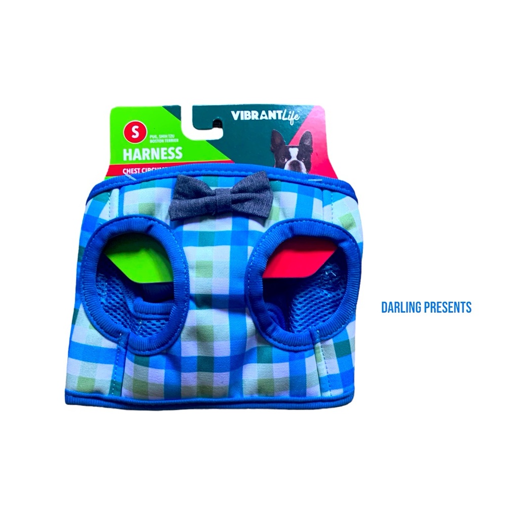 Vibrant Life Checkered Bow tie Harness Dog Color Multi Size S